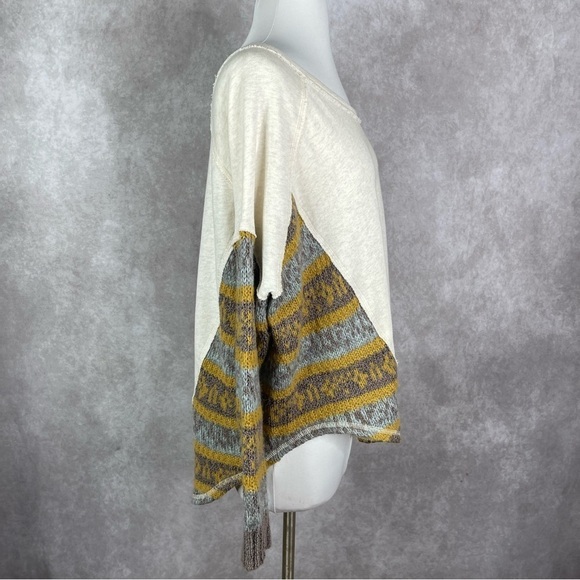 Free People Beautiful Sinner Pullover Side Knit Sweater Top In Beige Tan Size S - Picture 6 of 8